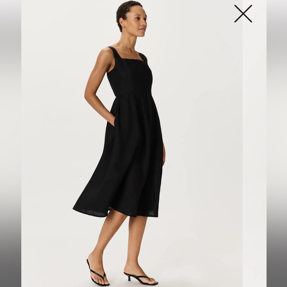 Quince linen Elegant Black Midi Dress size Large NWT - Picture 2 of 10